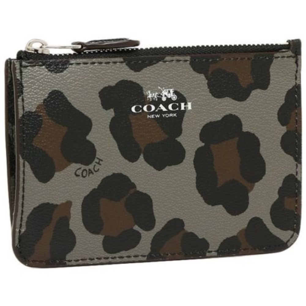 Coach F64072 Gray Ocelot Key Pouch With Gusset - Picture 4 of 8